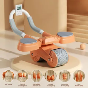 Auto-Rebound Abdominal Wheel with Automatic Elbow Support: Silent, Stable, Double-Wheeled Core Trainer, 2-in-1 Smart Rebound Multicolor