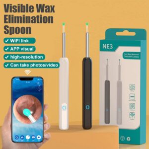 Ear Wax Removal Kit with Camera, 1080P HD Wireless Earwax Cleaner with Camera, WiFi Otoscope Ear Camera with 6 LED Lights, Earwax Remover, 3.5mm Visual Earwax Removal Otoscope for Adults Kids Pets