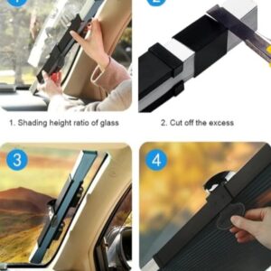 Retractable Sun Car Shade, Retractable Car Windshield Sun Shade, Front Window Roller Blind, Anti-UV Sun Visor Protector, 160 * 70 cm (27.5 in * 62.9 in)Large Foldable Sun Visor Protector, Blocks 99% UV Rays and Heat
