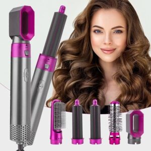 Hot Air Brush (5-in-1),  Hair Dryer, Straightener, Curler, Detachable Styler with Comb