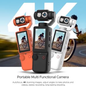 OZCT Q8 4K Ultra HD Handheld Gimbal Camera, 4K Ultra HD Handheld Camera, Pocket Vlogging Camera with 1-Inch Sensor, Multicolor