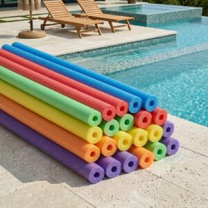 Foam Pool Noodles With Hole, Multi-Purpose, Floating Training Device, Swimming Noodles with Center Hole, (1.5M x 6 x 2.5CM) Multicolor