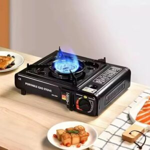 Portable Camping Burner with Auto Ignition, 2-in-1 Gas Stove for Butane & LPG, Single Burner with Hard Case for Backpacking, Hiking, Fishing & Picnic