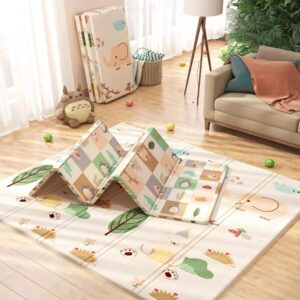 Baby Play Mat, Waterproof Non-Slip Large Reversible Play mat Crawling Mat, Extra Thick Soft Baby Play mats for Playing or Camping Mat Bedroom Living Room Plush Carpet Area 120x180x0.6cm