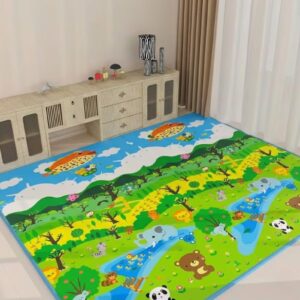 Kid's Floor Happy Activity Crawling Mat, Waterproof Non-Slip Reversible Play Mat For Playing, Camping, Bedroom Or Living Room Multi design 120x180x0.6cm